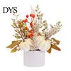 Small Potted Plant for Fireplace Fall Pumpkin Flower Arrangement, Artificial Maple Berry Autumn Table Centerpiece Thanksgiving, Harvest Home Tabletop