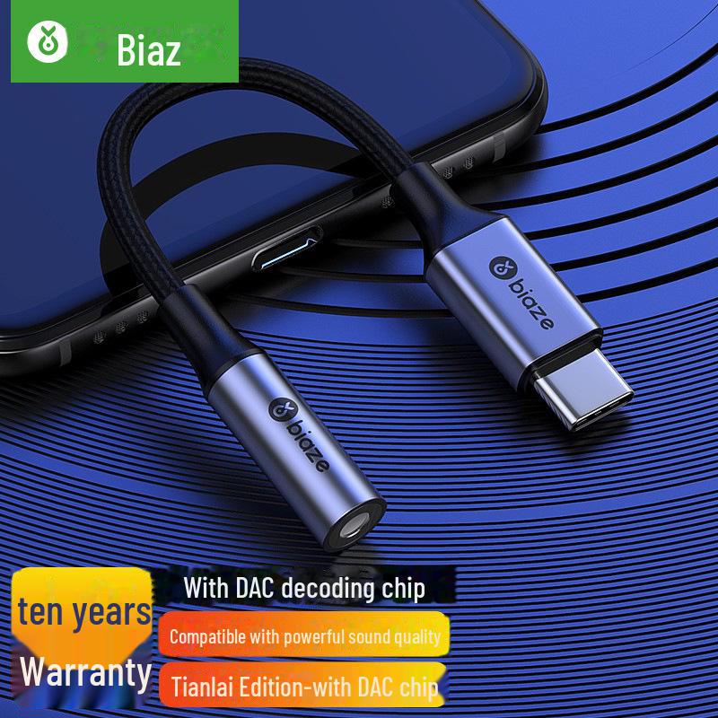 

Адаптер для наушников Biaz Type-C на 3,5 мм с декодером ЦАП Y62-DAC chip