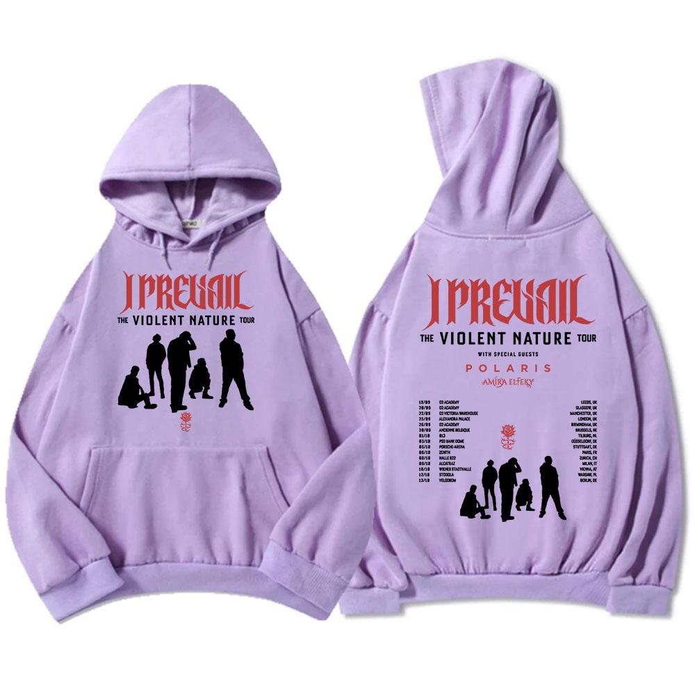 I Prevail VIOLENT NATURE Tour 2026 Hoodies Fashion Long Sleeve Winter Hooded Sweatshirts Punk Band Graphic Print Pullovers