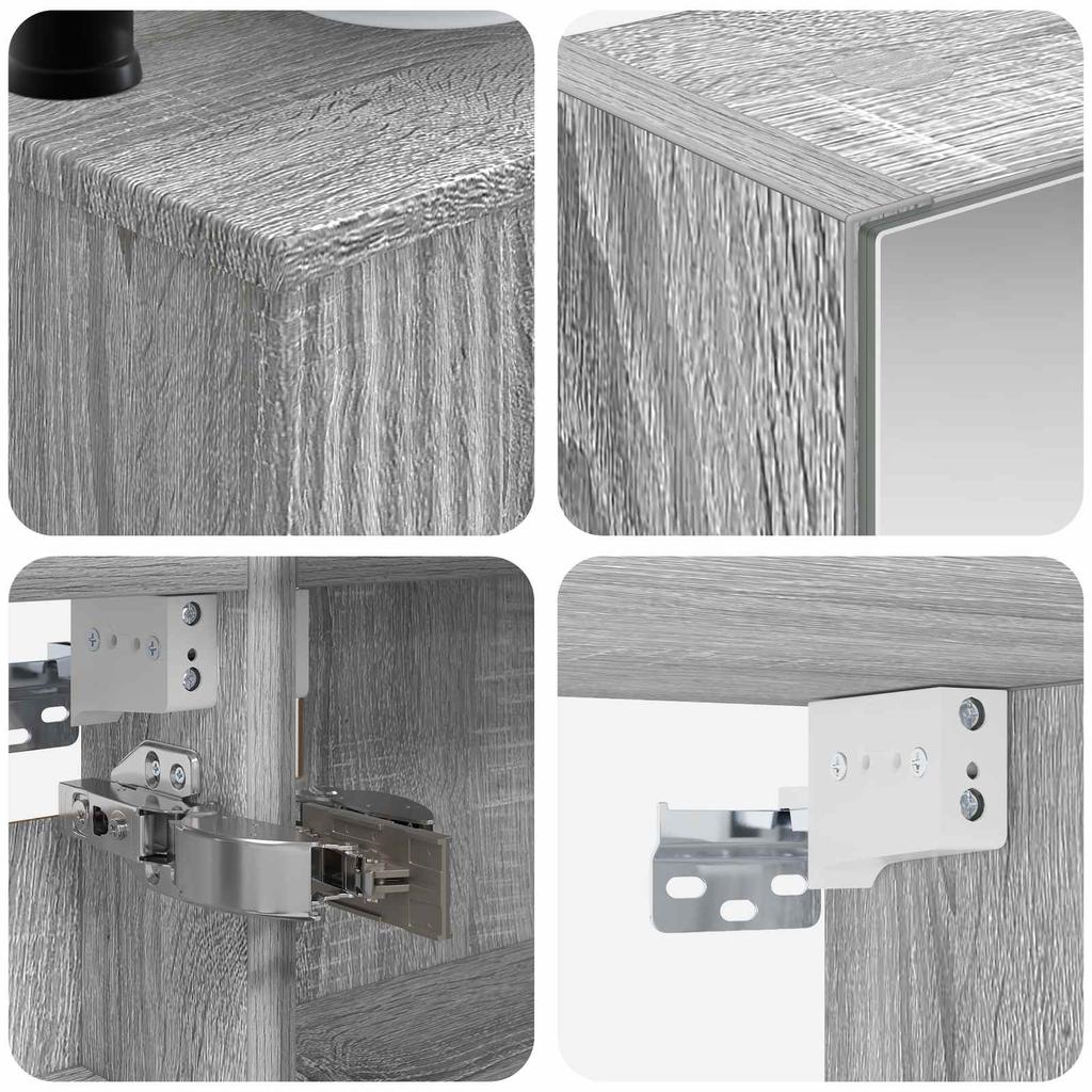 Bathroom Furniture Set 6 pcs Grey Sonoma Engineered Wood and Glass