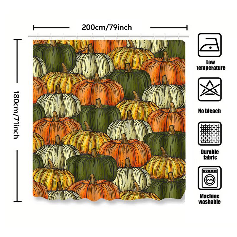 Tuniu Hand Drawn Pumpkin Pattern Shower Curtain Cute Fall Autumn Decor Kitchen Bathroom Decor
