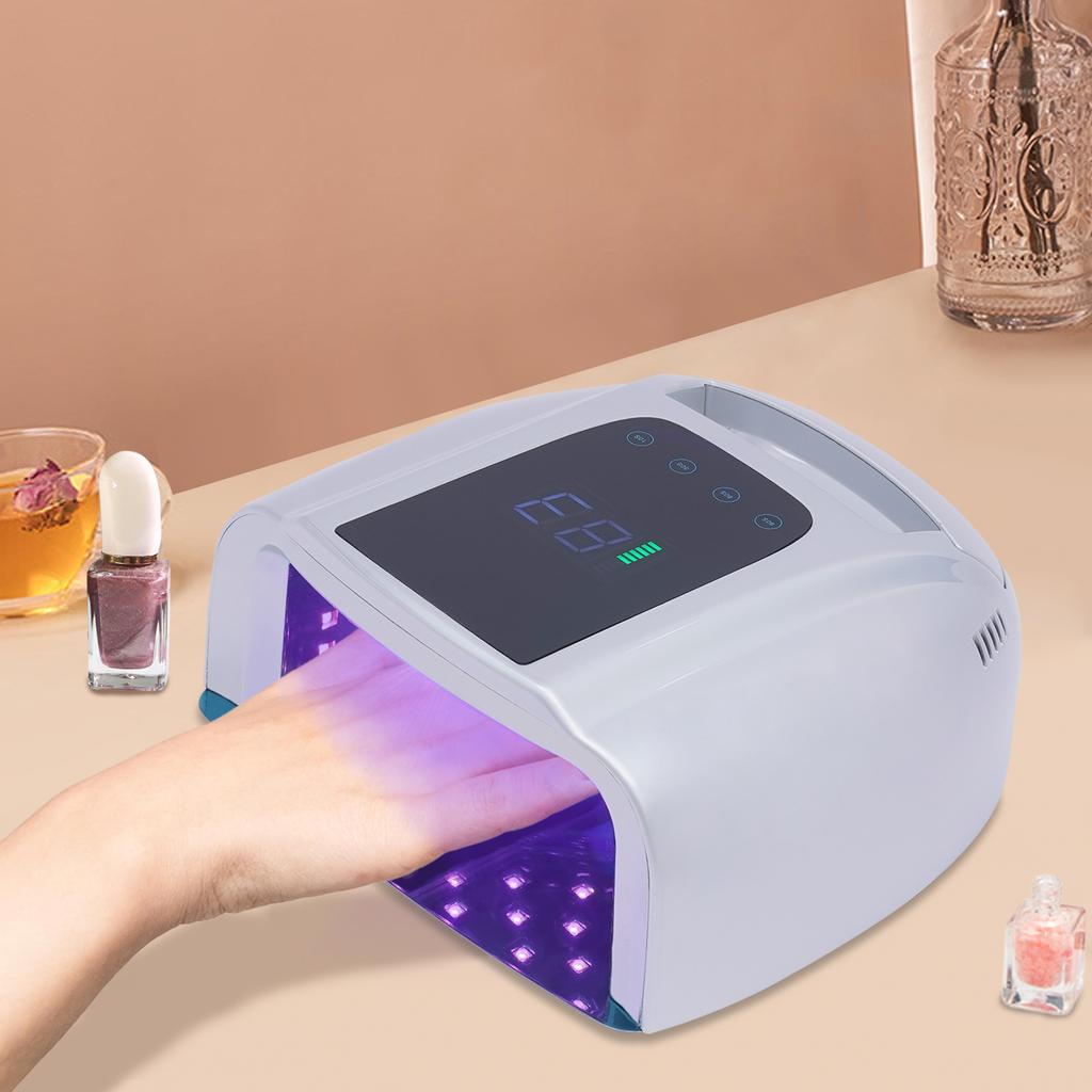Rechargeable 96W UV LED Nail Lamp, Portable Nail Dryer, 4 Timer Settings, Auto Smart Sensor, Home Salon Manicure & Pedicure Tool