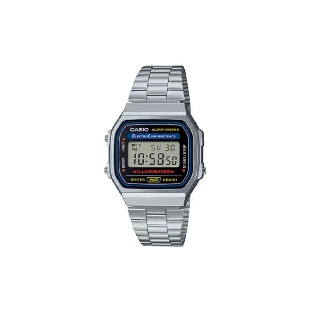 CASIO Custom Collection Quartz Movement Stainless Steel Strap Watch Unisex Black Dial A168WA-1W(Watch5--)