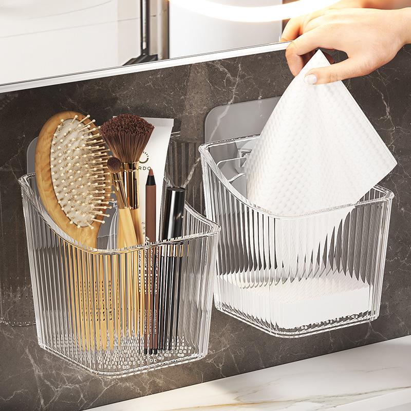 Multifunctional Transparent Storage Rack Holder Punch Free Wall-Mounted Storage Organization Kitchen Cabinet Storage Box