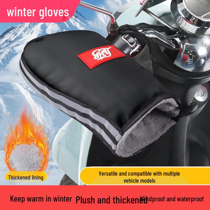 Winter Warm Waterproof Electric Scooter & Bike Handlebar Gloves - Windproof, Velvet Lined Motorcycle Covers