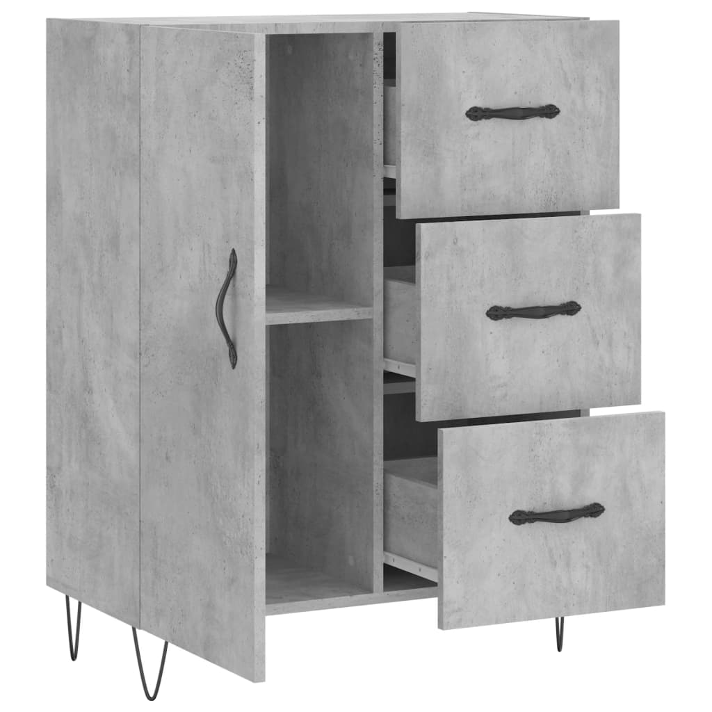 Sideboard Concrete Grey 69.5 x 34 x 90 cm Wood Based Material