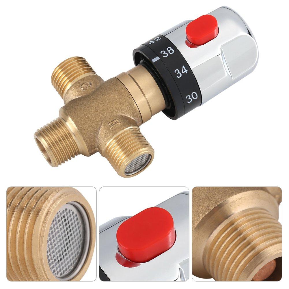 Acogedor Brass Thermostat Mixing Valve G1/2" Practical and Durable Temperature Control for Multi-Purpose Bathrooms and Kitchens