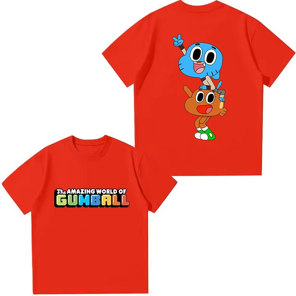 La Fantastica Vita di Gumball T-shirt Bambini Ragazzi Ragazze Moda Estiva Top Divertente Stampa di Gumball e Darwin Maglietta Casual a Maniche Corte