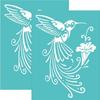 2pcs Self-Adhesive Silk Screen Printing Stencil for Painting On Wood DIY Decoration T-Shirt Fabric Turquoise Bird Pattern 195x140mm