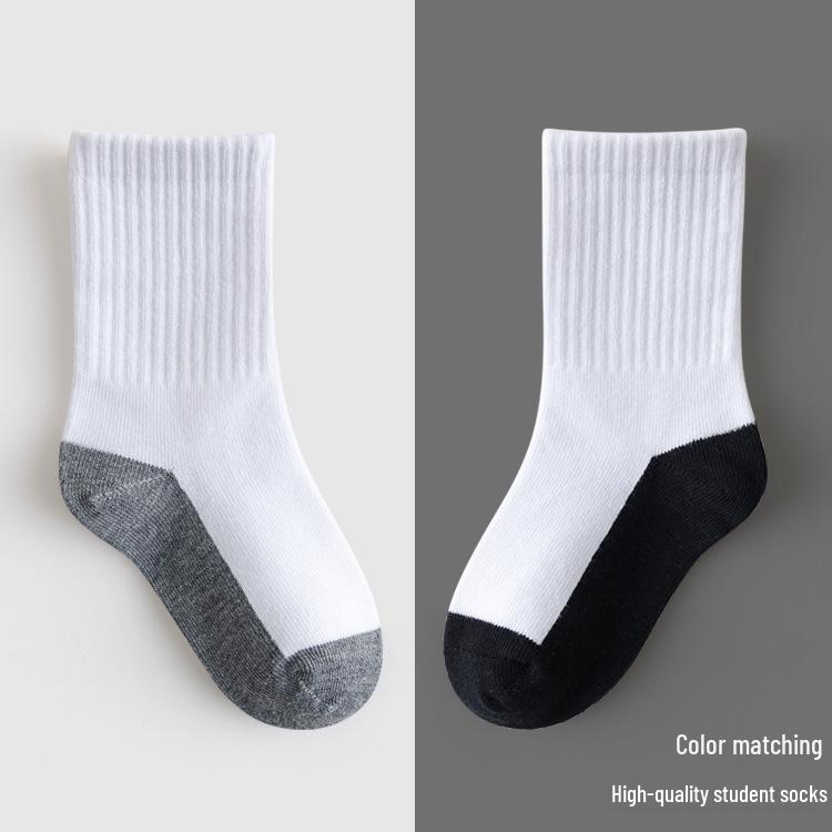 Children's Mid-Calf Cotton Socks: Sweat-Absorbent, Breathable, Wear-Resistant, Dirt-Resistant, Pure White - For Boys and Girls, Medium & Large