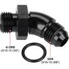6AN Male Flare to 6AN -6 ORB O-ring Boss 45 Degree Full Flow Fitting Adapter Aluminum Black