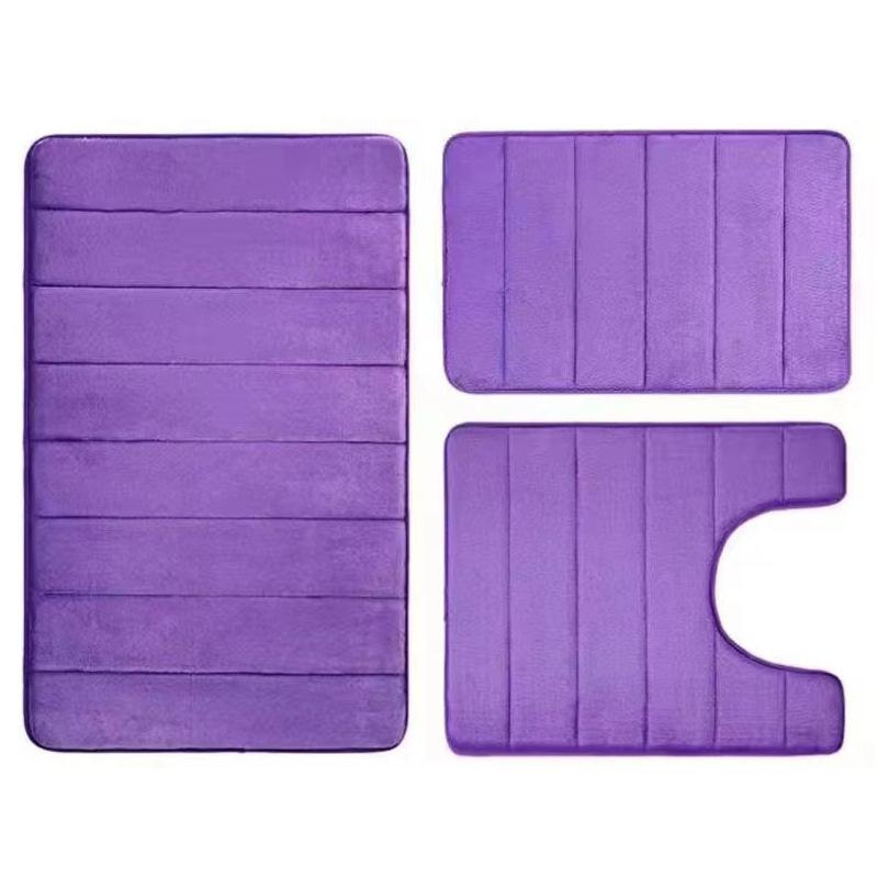 Three Piece Toilet, Bath Floor Mat, Shower Mat, Bath Absorbent Mat, Non Slip Carpet, Soft and Comfortable, Laundry Room.