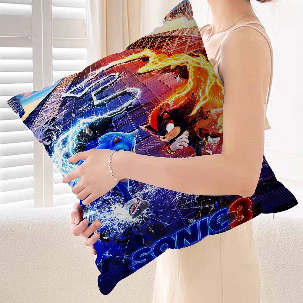 Anime S-Sonics H-Hedgehoges Cushion Cover Car Throw Pillow Case For Sofa Car Christmas Gift 40X40Cm 45X45Cm