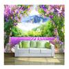 Papel de Parede 3D Flor de Lavanda Arco de Vinha Cenário Natural Mural Pintura de Parede Estilo Pastoral Decoração de Sala de Estar