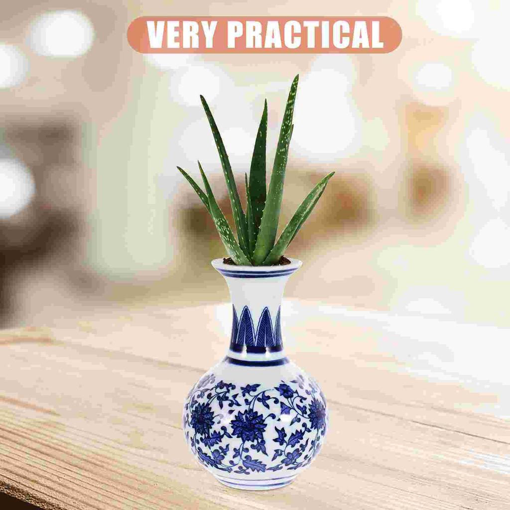 1pc Blue White Ceramic Vase Small Flower Vase Home Decorations Desktop Bottle Centerpiece Vase Living Room Accessories Tabletop