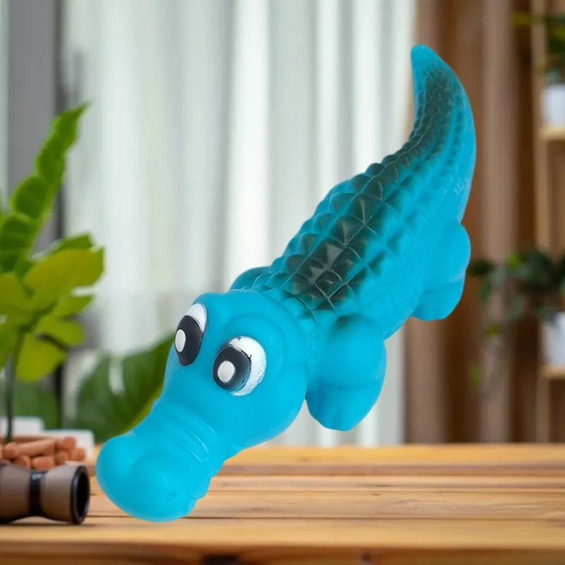 Squeaky Rubber Crocodile Dog Toy Durable Chew Play Pet Toy For Dogs Fun Animal Design For Interactive Games
