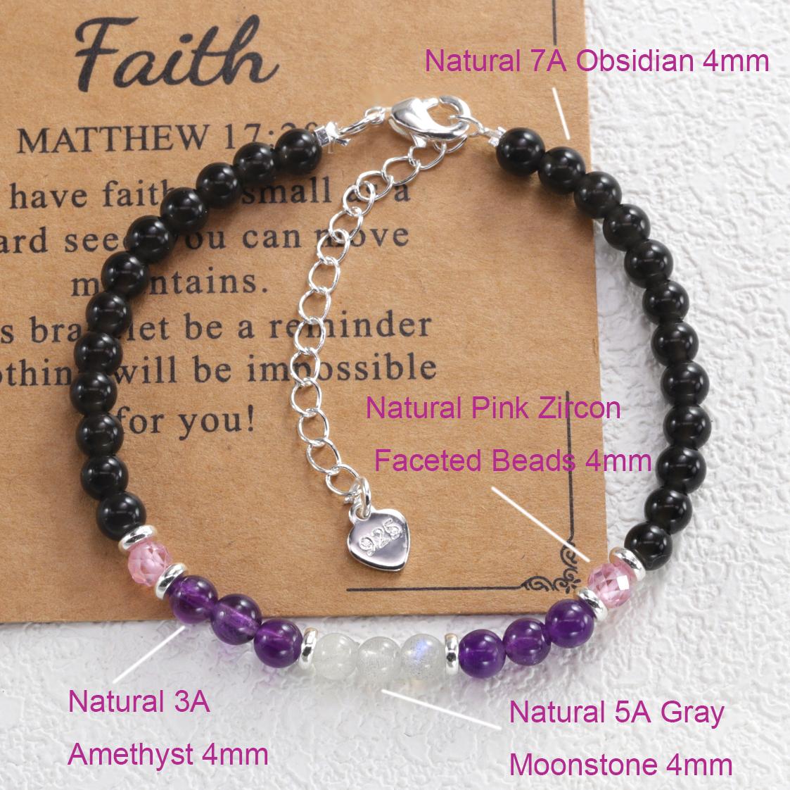 

PANJBJ 925 Sterling Silver Healing Spiritual Bracelet For Women Crystal Peace Amethyst Positive Energy Self-Love Accessories