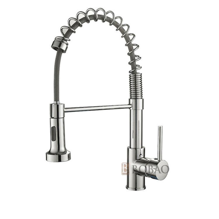 Spring Sink Kitchen Faucet Brass Pull Down Spray Faucet Gold Water Taps