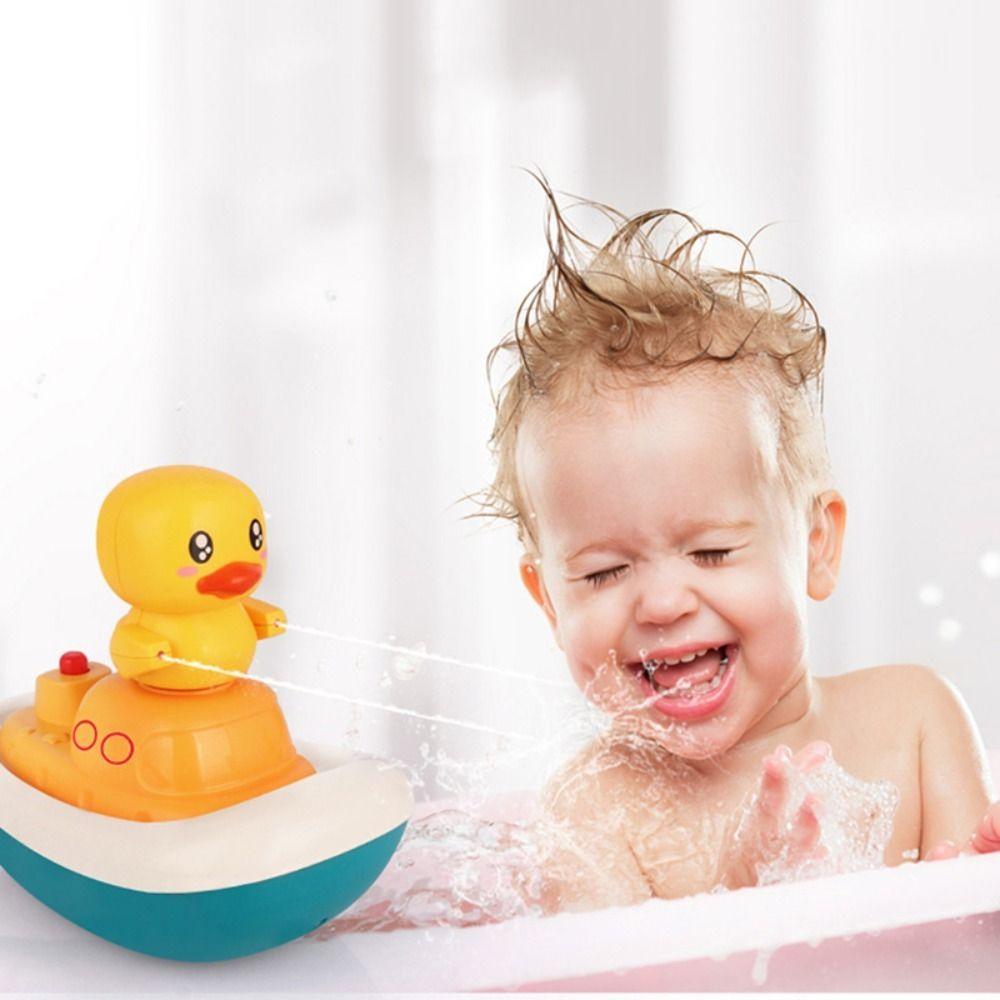 Small Yellow Duck Bathtub Toy Spray Water Water Toys Funny Baby Shower Set  Kids
