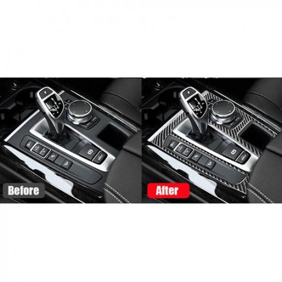 Fit For BMW X5 F15 2014-2018 Real Carbon Fiber Car Gear Shift Panel Cover Trim