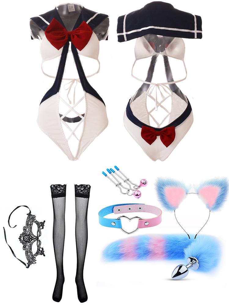 Sexy Lingerie SchoolGirl Babydoll Role Costume Women Erotic Cosplay Student Uniform Maid Mini JK Skirt Tube Dress Sensual Outfit