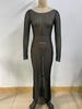 European Summer Slim Mesh See-through Long Sleeve Maxi Dress