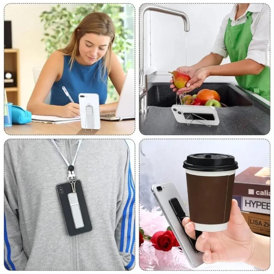 Universal Minimally Self-adhesive Phone Holder Foldable Finger Smartphone Stand For iPhone Samsung Xiaomi Desktop Mobile Bracket