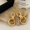 Retro Matte Metal Circle Stud Earrings: European & American Style for Women