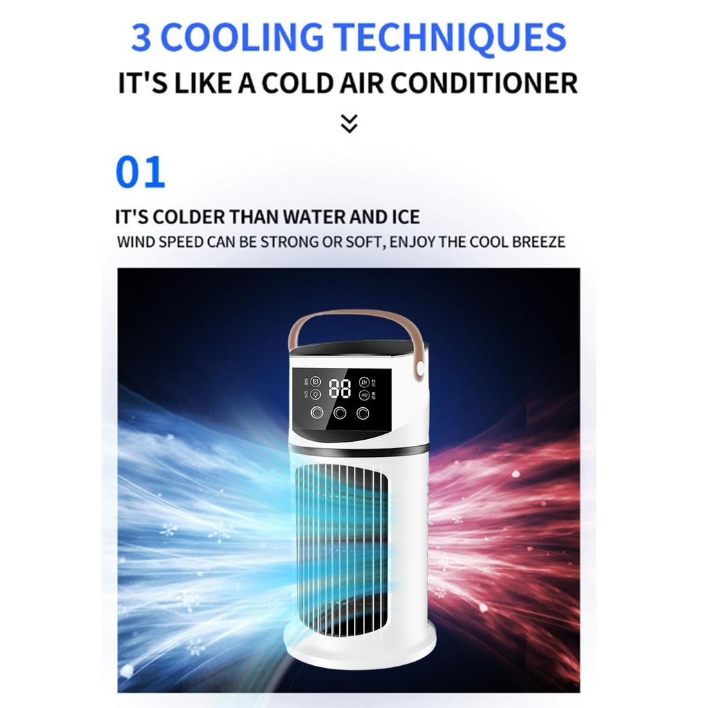 Refroidisseur d'air personnel portable 3 en 1 à évaporation, faible bruit, rechargeable par USB 2.0, minuterie 8H, 7 modes de lumière, sans fenêtre Condition