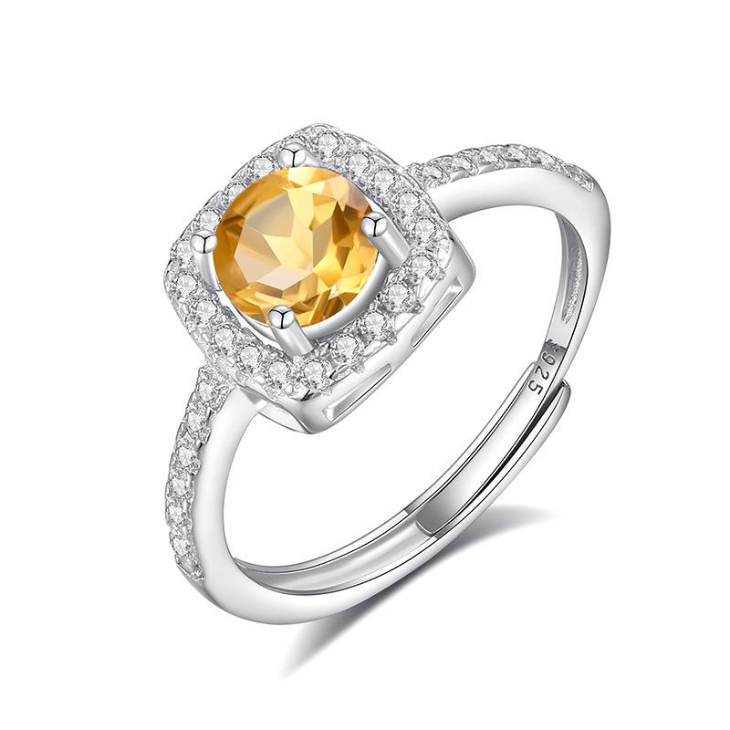 Natural stone jewelry s925 sterling silver fashion versatile ice flower cut crystal ring female Xiaohongshu explosion