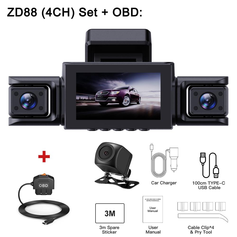 BEPOCAM Dash Cam 4K 4 Channel Front and Rear Inside 360° Car Camera for Cars Built-in WiFi GPS WDR Night Vision 24H Parking Mode