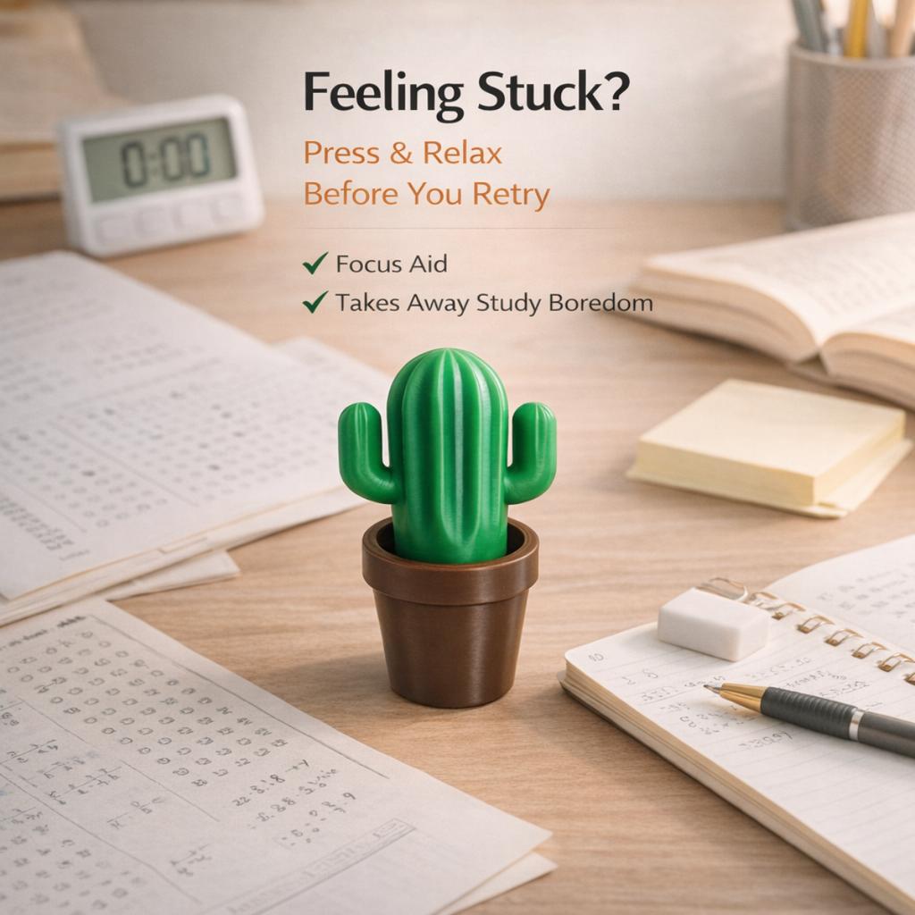 Mini Cactus Stress Relief Clicker Press Rebound Fidget Toy Desk Decor Portable 70mm