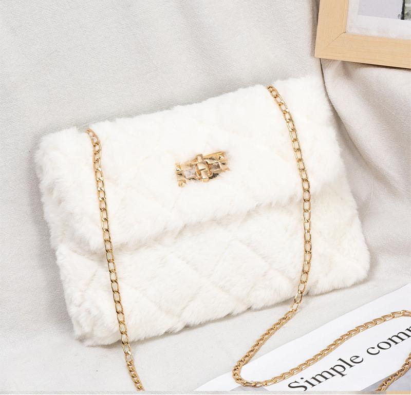 Cute And Stylish Plush Small Square Bag 2022 Women s Shoulder Bag белый