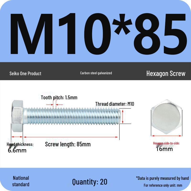 8.8 Grade Galvanized Hex Head Bolt, High-Strength M4-M30