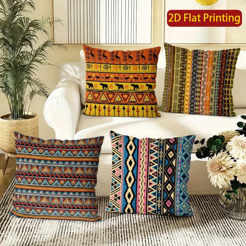 Bohemian African Style Geometric Throw Pillow Covers Pattern Cushion Cover Suitable For Sofa Bedroom Car Pillow Cover