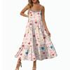 Women's Long Beach Casual Elegant Spaghetti Strap Maxi Dress Floral Low-key Flowing Bohemian Dress
