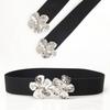 New European and American Elastic Elastic Women's Belt, Fashionable and Versatile Flower Buckle Decorative Belt with Coat Waist Seal