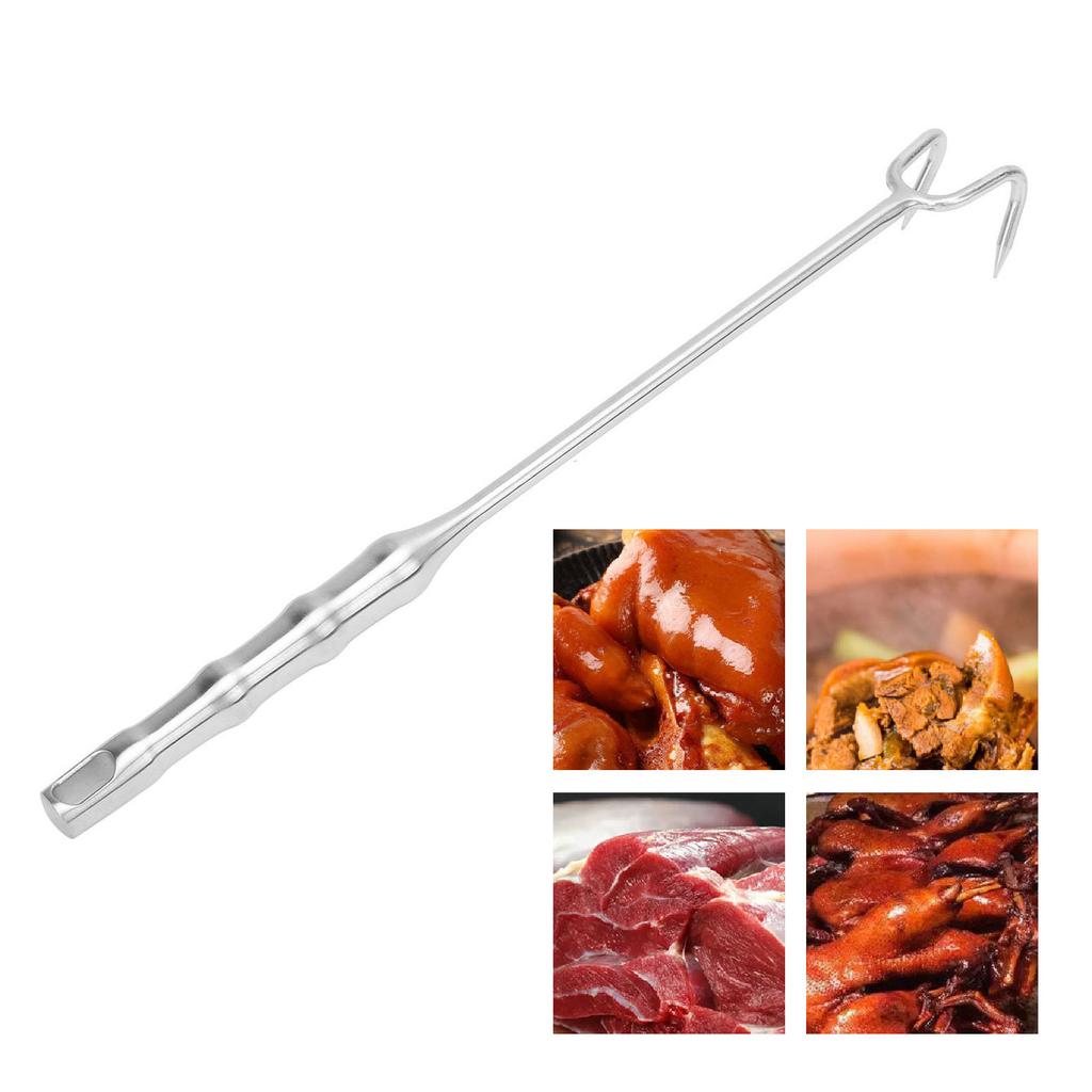Meat Turner Hook Stainless Steel   Handle BBQ Meat Hooks Cooking Barbecue Flipper Hooks for Grilling