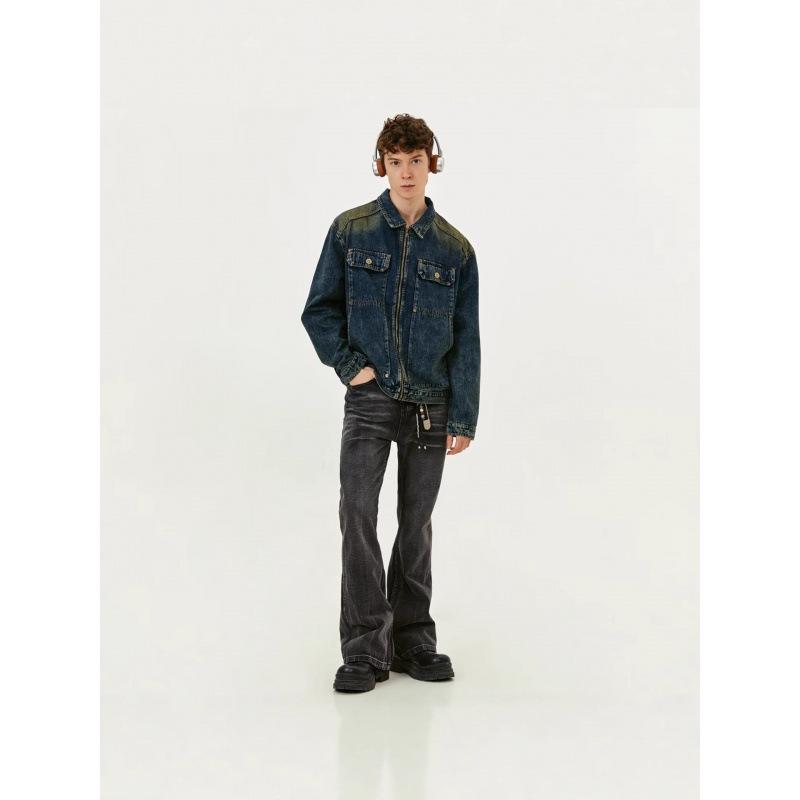 Men's Retro High Street Washed Denim Workwear Jacket