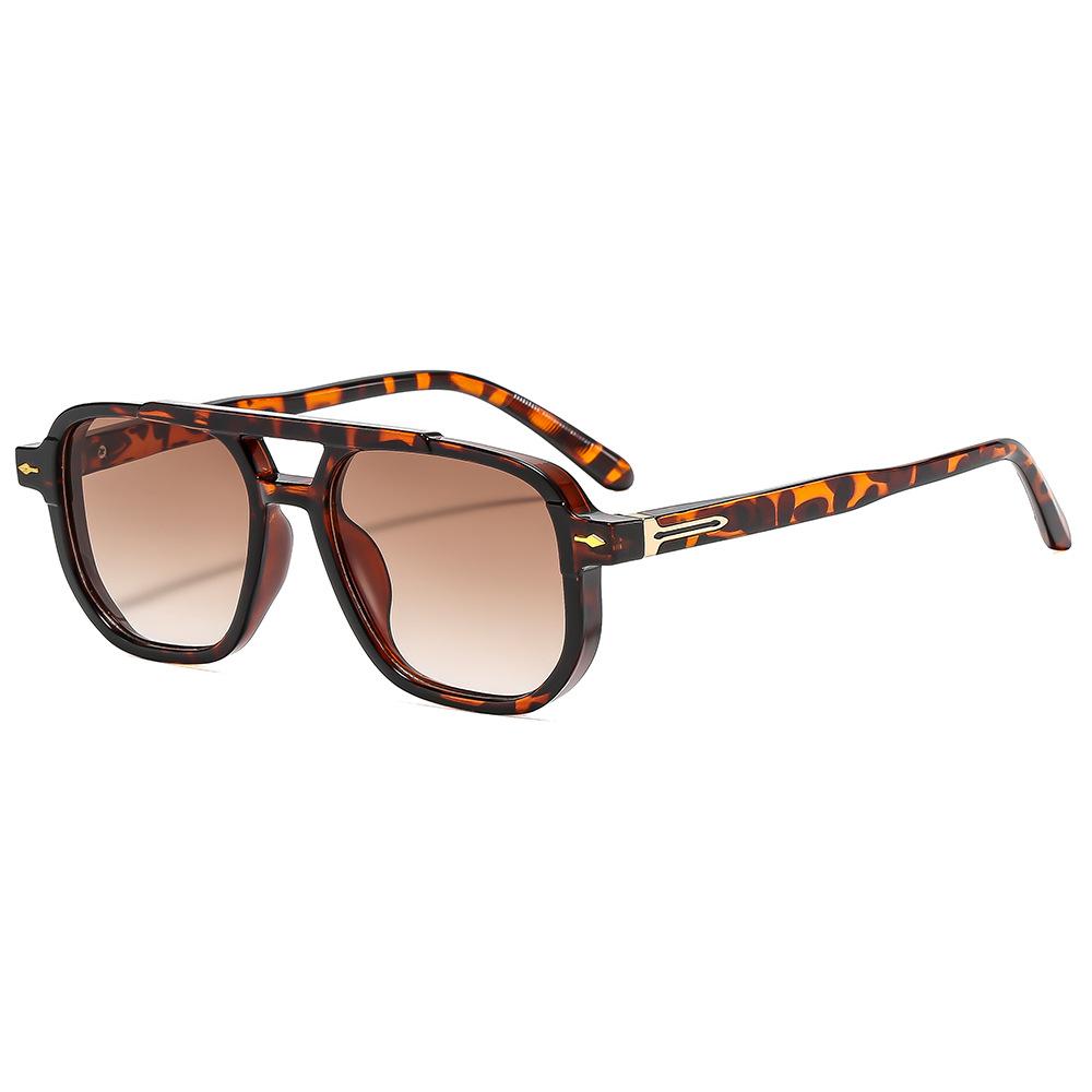 JYL Double Bridge Square Sunglasses UV400 Gradient Unisex Punk Rivets / 6090