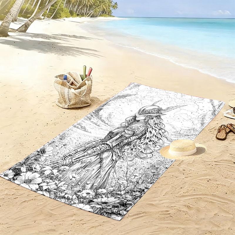 Malenia Valkyrie Print Beach Towel, Large Soft Quick Dry Towel for Beach Camping Swimming