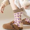 Girls' Mid Length Knitted Socks Women Sweet Heart Printed Socks Comfortable High-elasticity Thick Warm Socks