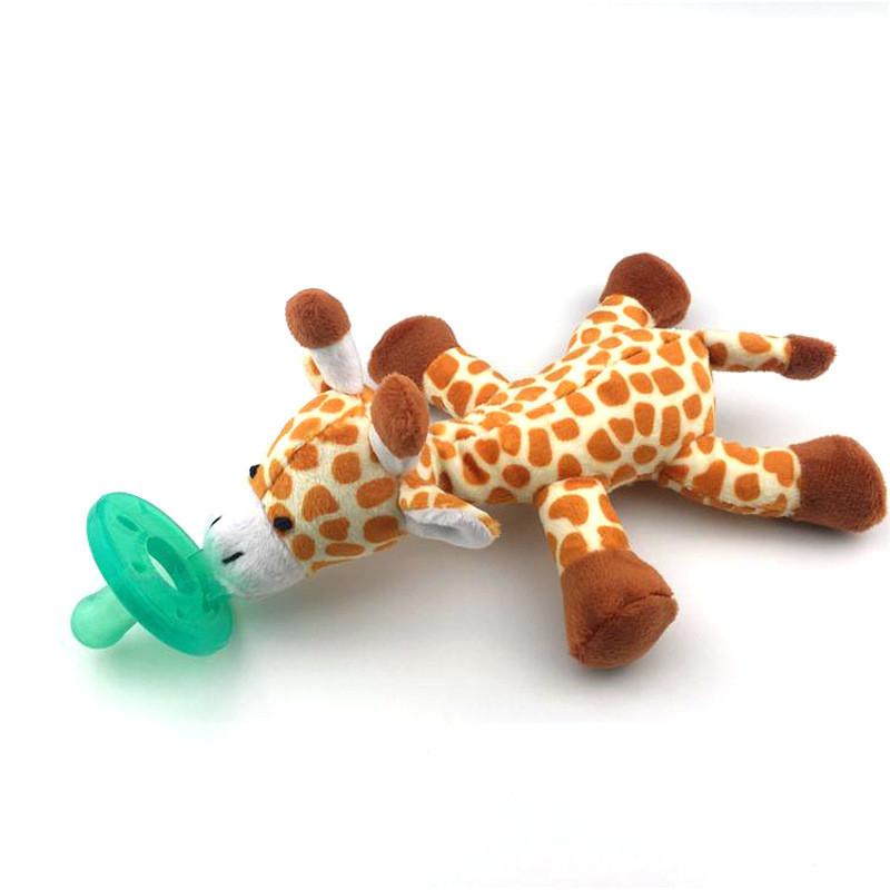 Ciuccio in Silicone con Ciondolo Animale di Peluche per Lattanti e Bambini Piccoli per Alleviare la Dentizione