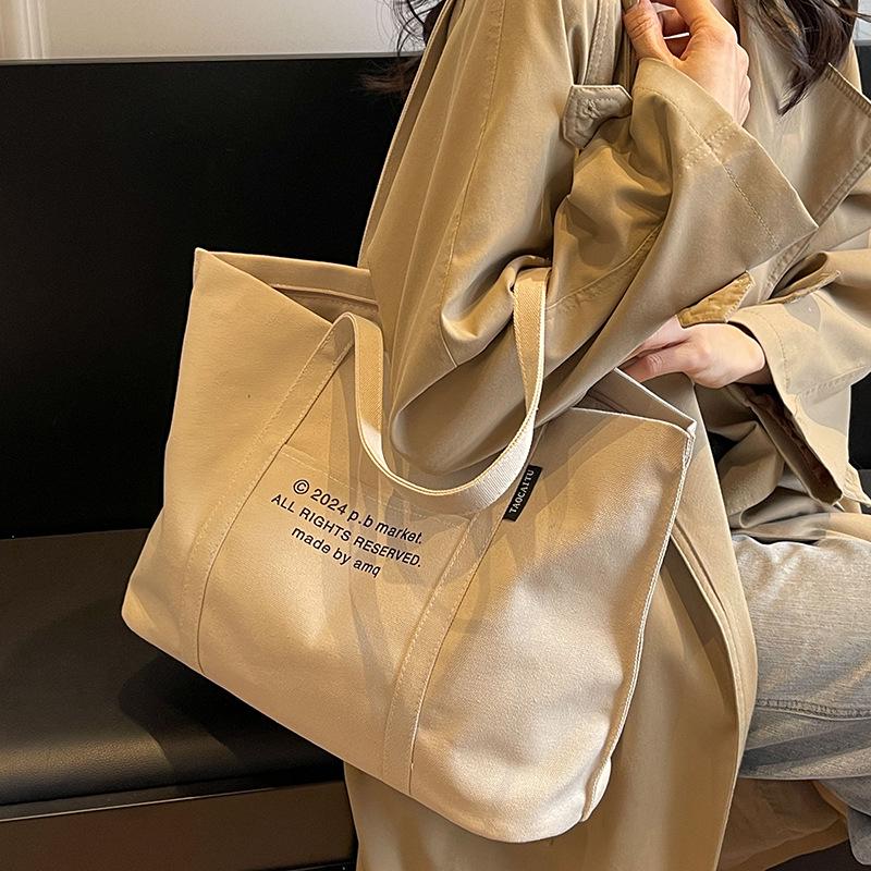 2025 Women's Large Capacity Canvas Tote: Versatile Summer Shoulder Bag for College Commute