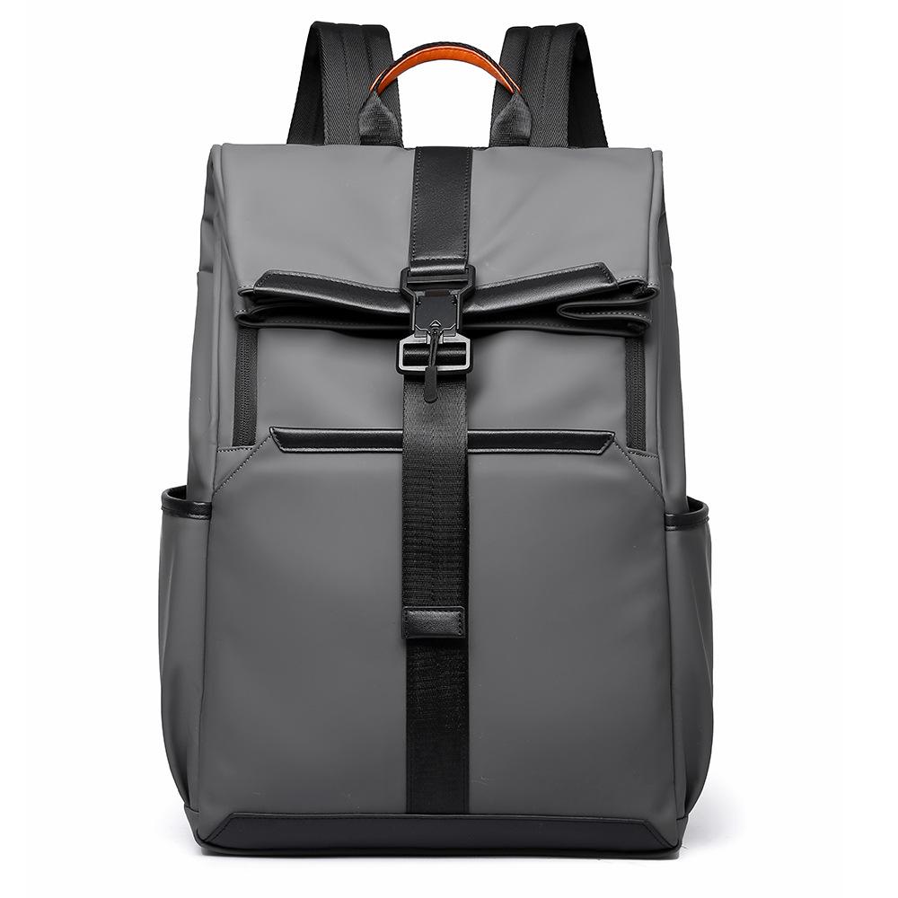Men's Backpack with A High-end Feel, Large-capacity Rolled-edge Expansion Backpack, Casual Travel Computer Backpack