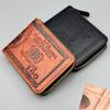 Men’s Short Zipper Wallet PU Leather Dollar Pattern Embossed Bifold Wallet Coin Pocket Card Holder Small Wallet