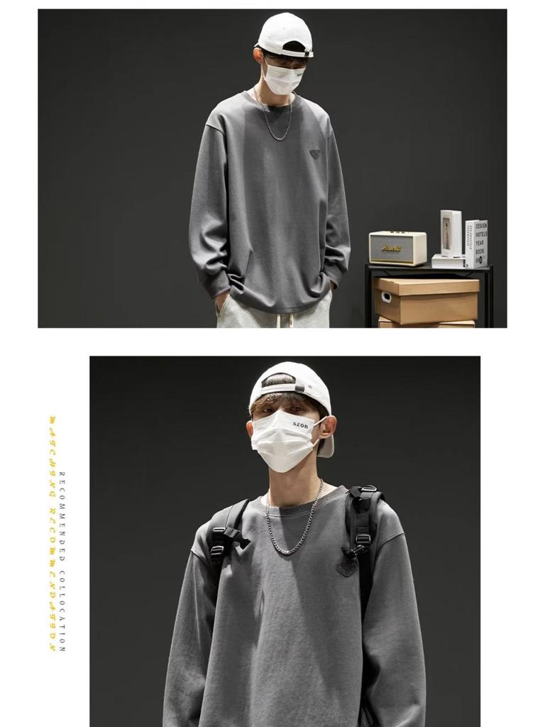 Herren Hoodie mit Rundhalsausschnitt - Neue Herbst/Winter Amerikanische Trendmarke, Lockerer Schnitt, Ohne Kapuze, Lässiges Oberteil