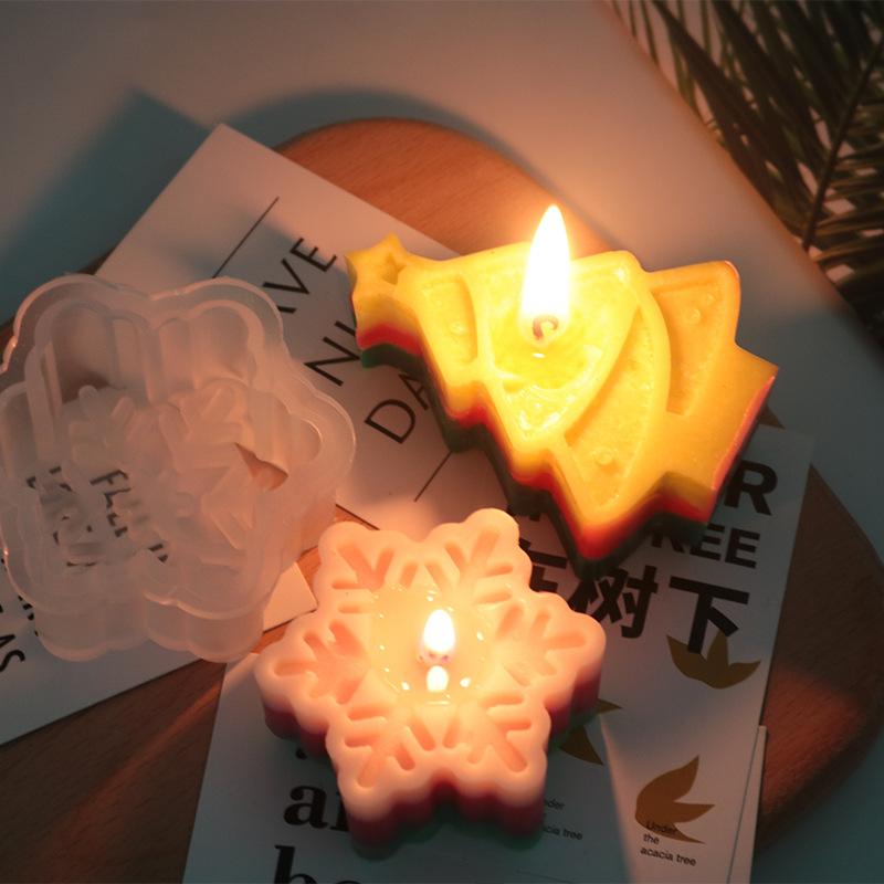 Candle Christmas Snowflake Silicone Molds Elk Xmas Tree Diy Home Decoration Craft Ornaments Soap Making Mold Tools New Year Gift