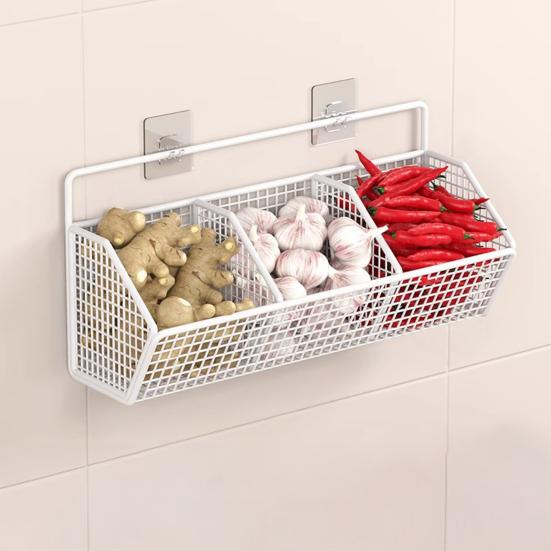 Storage Rack Wall Mounted Organizer with 360° Ventilation And Compartments Design Storage Basket for Kitchen