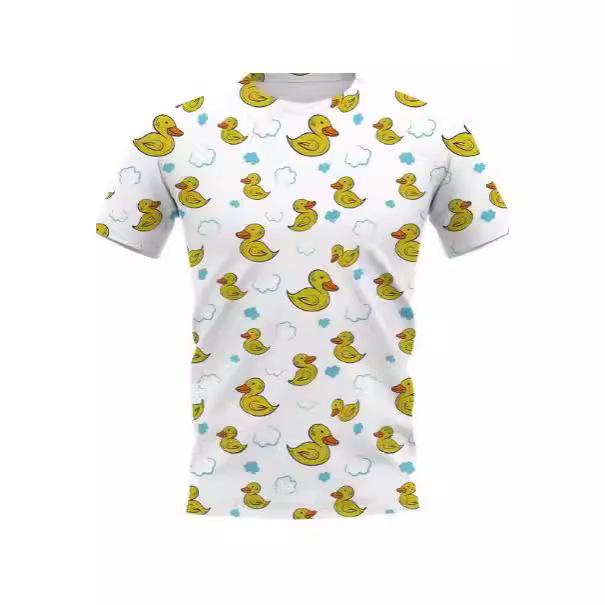 Cartoon yellow duck T-shirt 3D printing T-shirt men's and women's T-shirt short-sleeved street trend crew neck top Asian size